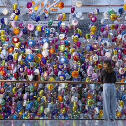 A powerful installation of inflated birthday balloons to mourn missed loved ones