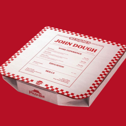 The pros and cons of (checks notes)... having your CV printed on a pizza box